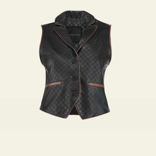 M371BOC - Cuadra Black Western Fashion Leather Vest for Women