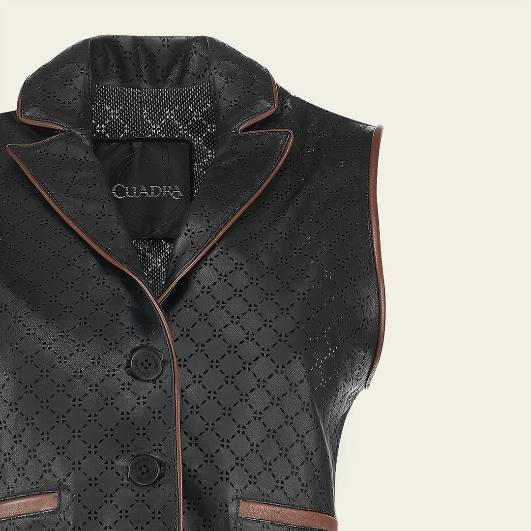 M371BOC - Cuadra black western fashion leather vest for women