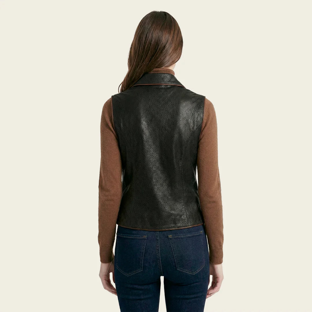 M371BOC - Cuadra Black Western Fashion Leather Vest for Women