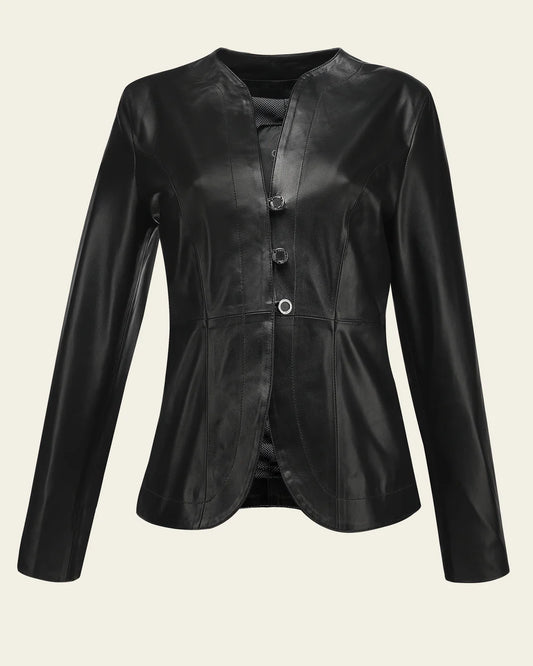 M376BOB - Cuadra black dress leather jacket for women