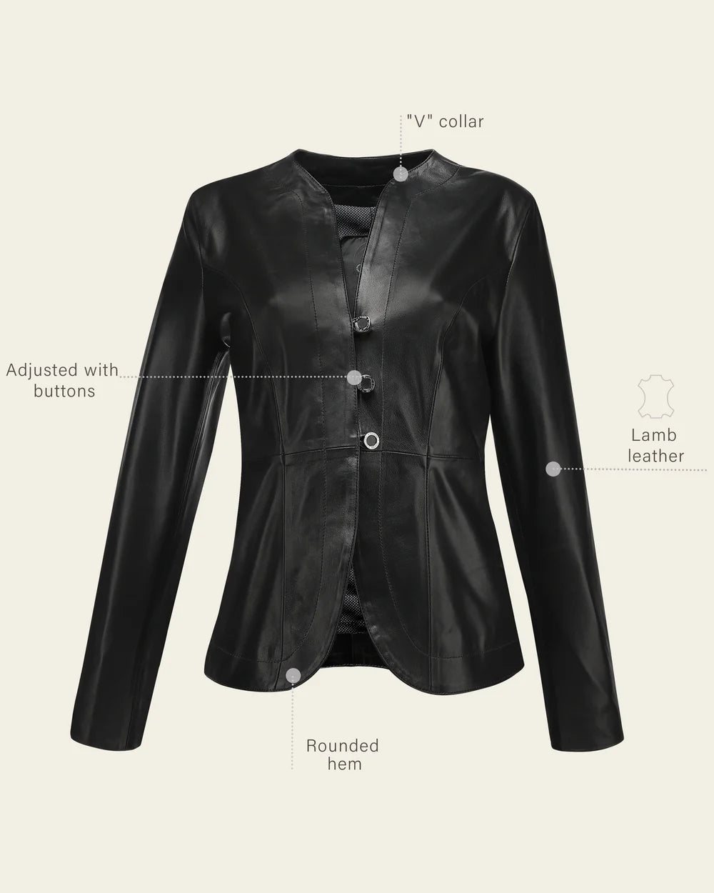 M376BOB - Cuadra black dress leather jacket for women