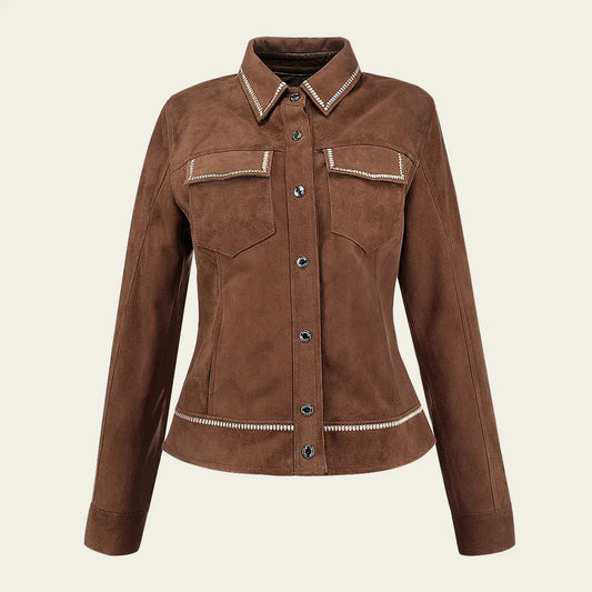 M378COB - Cuadra brown dress casual fashion leather jacket for women