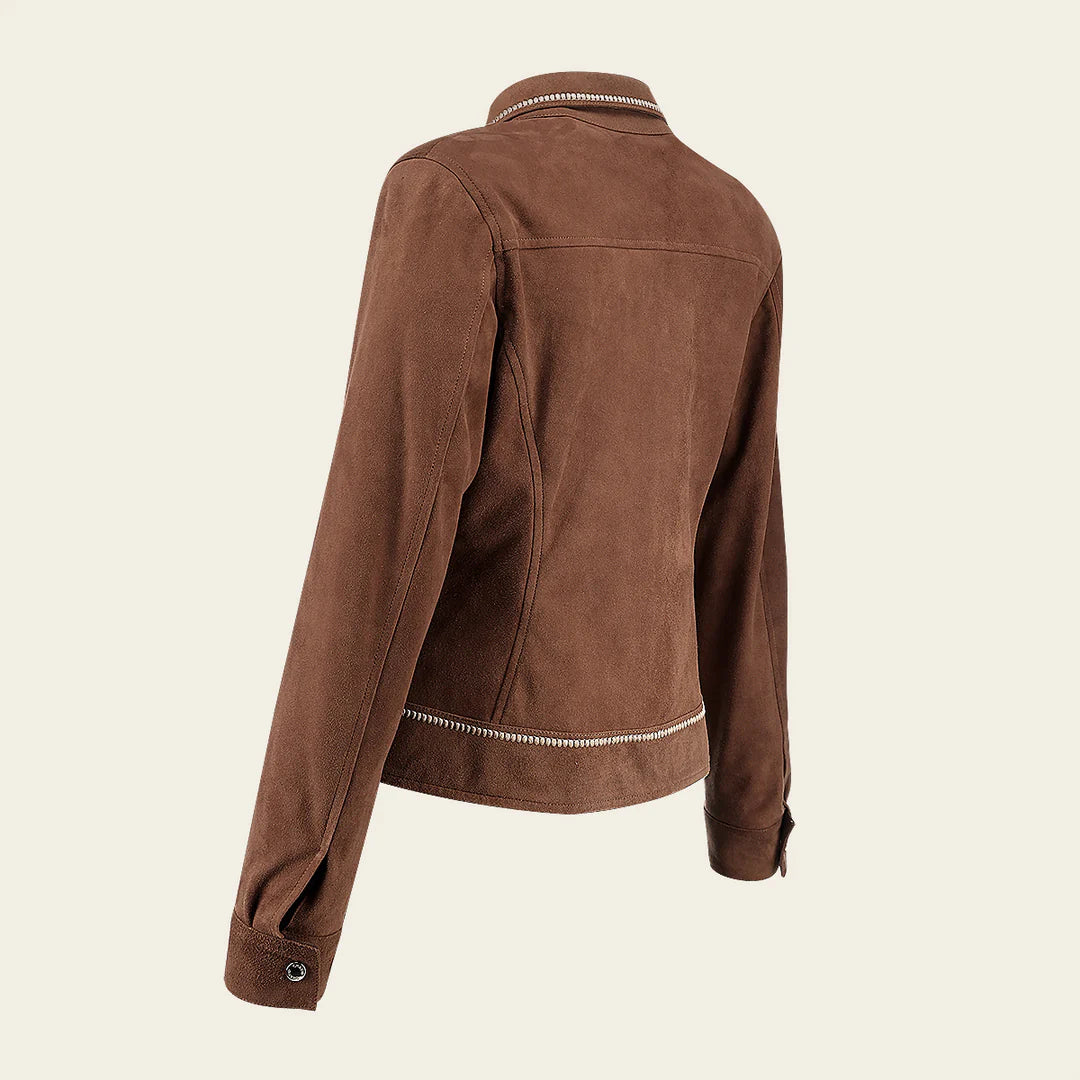 M378COB - Cuadra brown dress casual fashion leather jacket for women