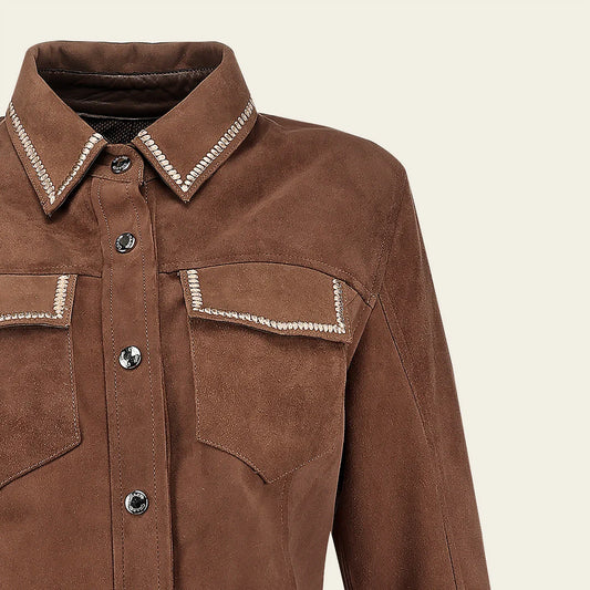 M378COB - Cuadra brown dress leather jacket for women
