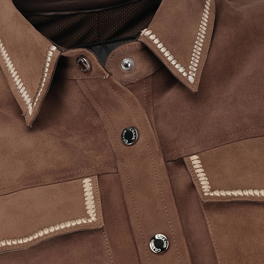 M378COB - Cuadra brown dress casual fashion leather jacket for women