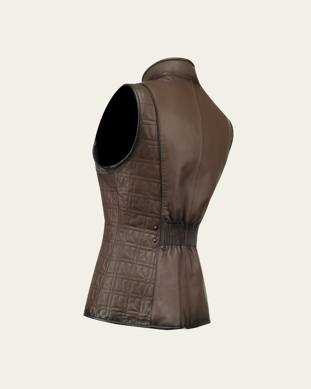 M391BOB - Cuadra Brown Reversible Quilted Leather Vest for Women