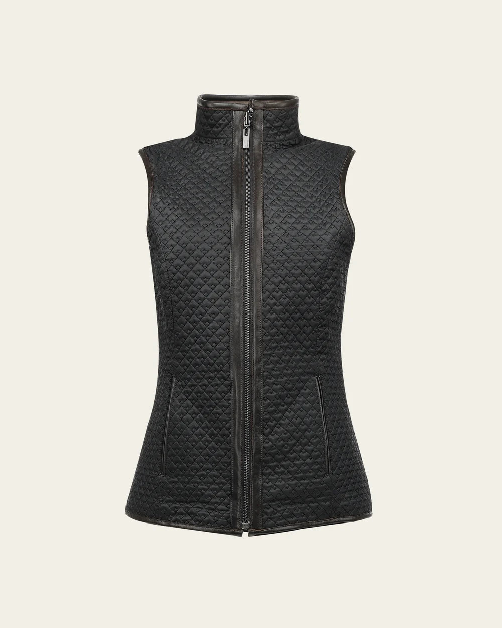 M391BOB - Cuadra Brown Reversible Quilted Leather Vest for Women