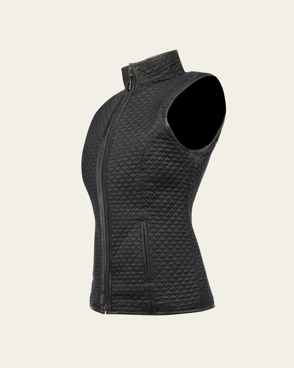 M391BOB - Cuadra Brown Reversible Quilted Leather Vest for Women