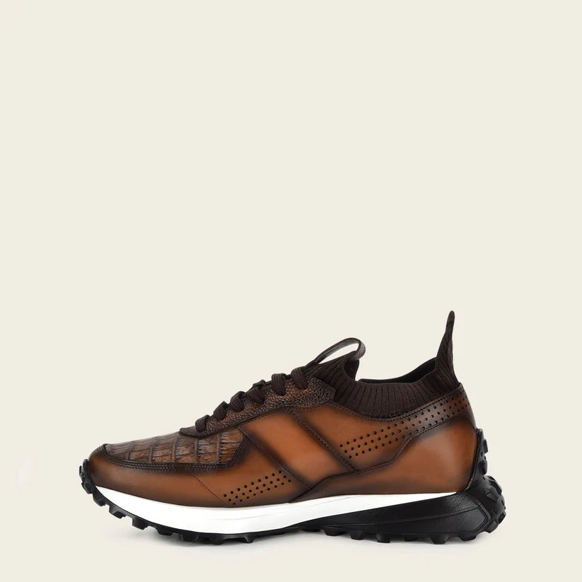 M48CWTV - Cuadra almond caiman leather sneakers for men