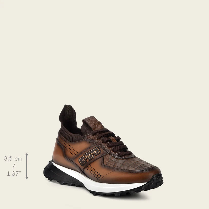 M48CWTV - Cuadra almond caiman leather sneakers for men