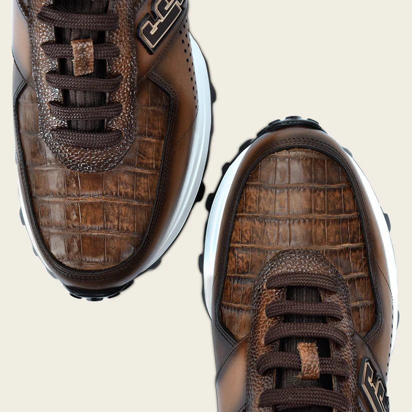 M48CWTV - Cuadra almond caiman leather sneakers for men