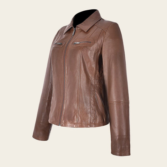 MCMP004 - Cuadra brown dress casual fashion sheepskin leather jacket for women-Kuet.us