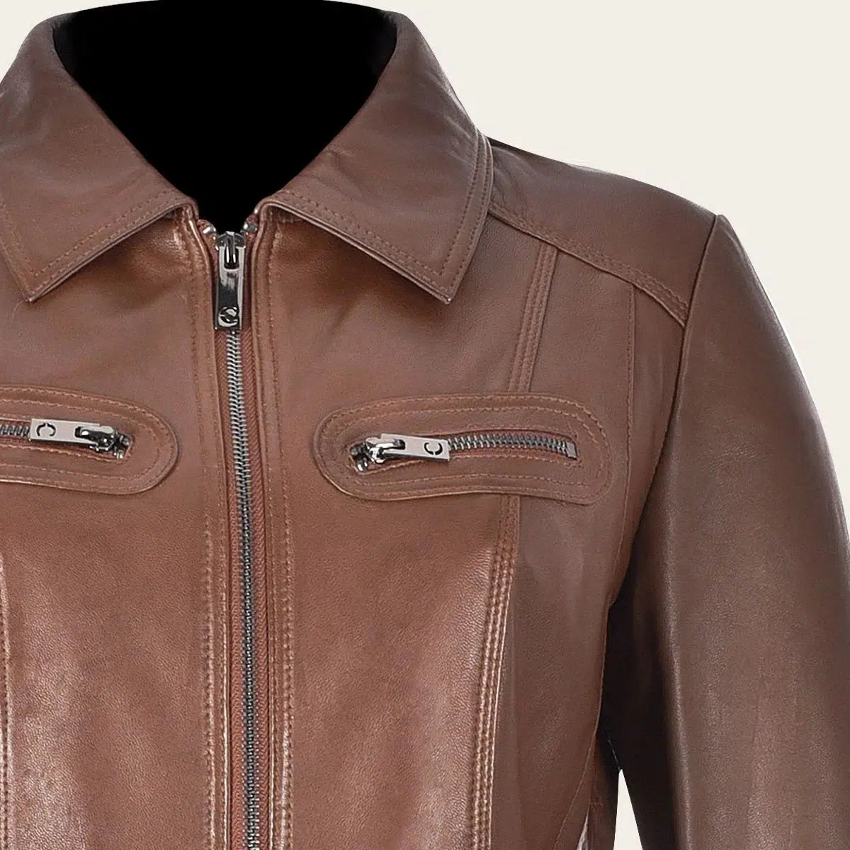MCMP004 - Cuadra brown dress casual fashion sheepskin leather jacket for women-Kuet.us