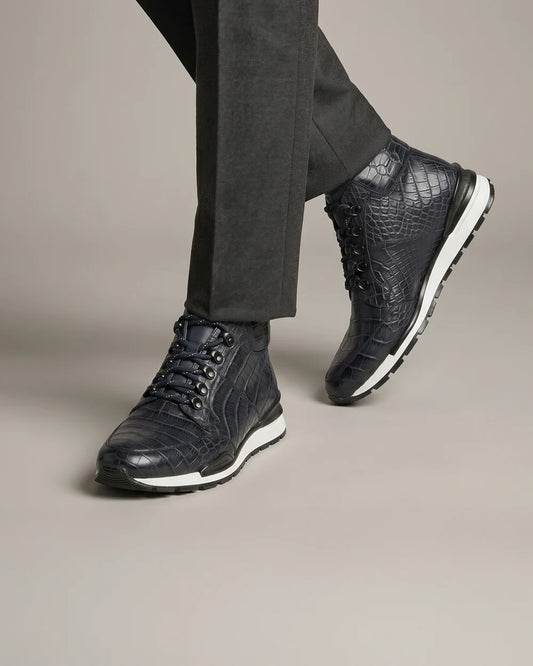 N02LPLP - Cuadra Blue Genuine Alligator Leather Sneaker Boots for Men