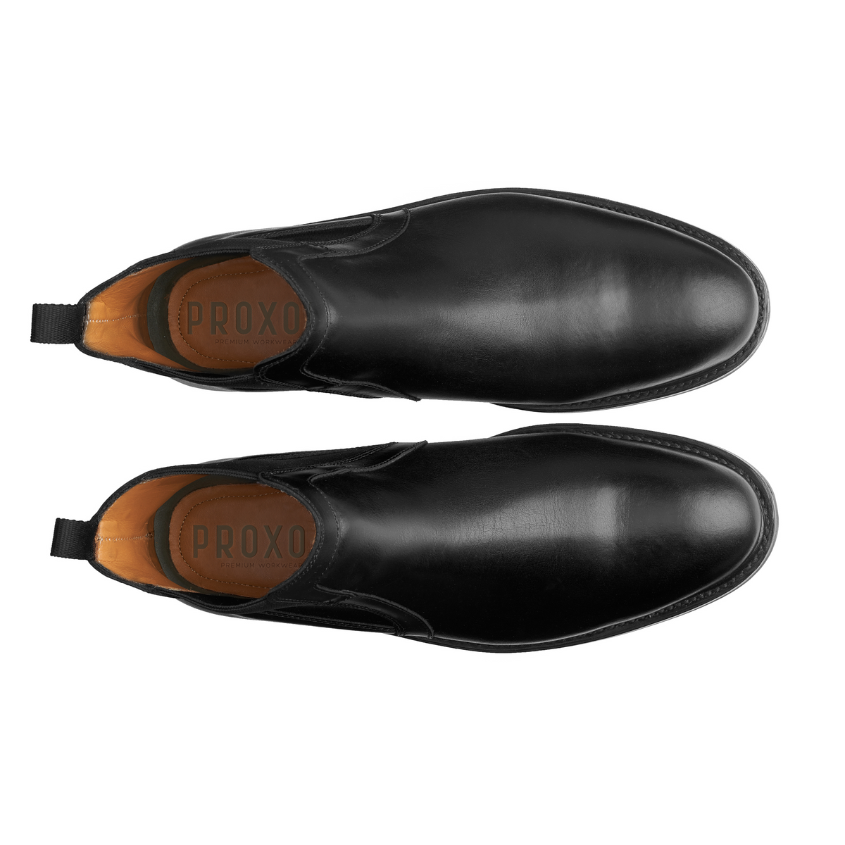 Proxon - Black Dress Steel Toe Soft Leather Chelsea Dress Ankle Boots for Men