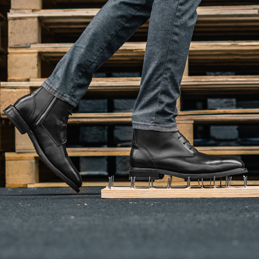 Proxon - Black Steel Toe Safety Lace-Up Dressy Boots for Men (ASTM-certified)