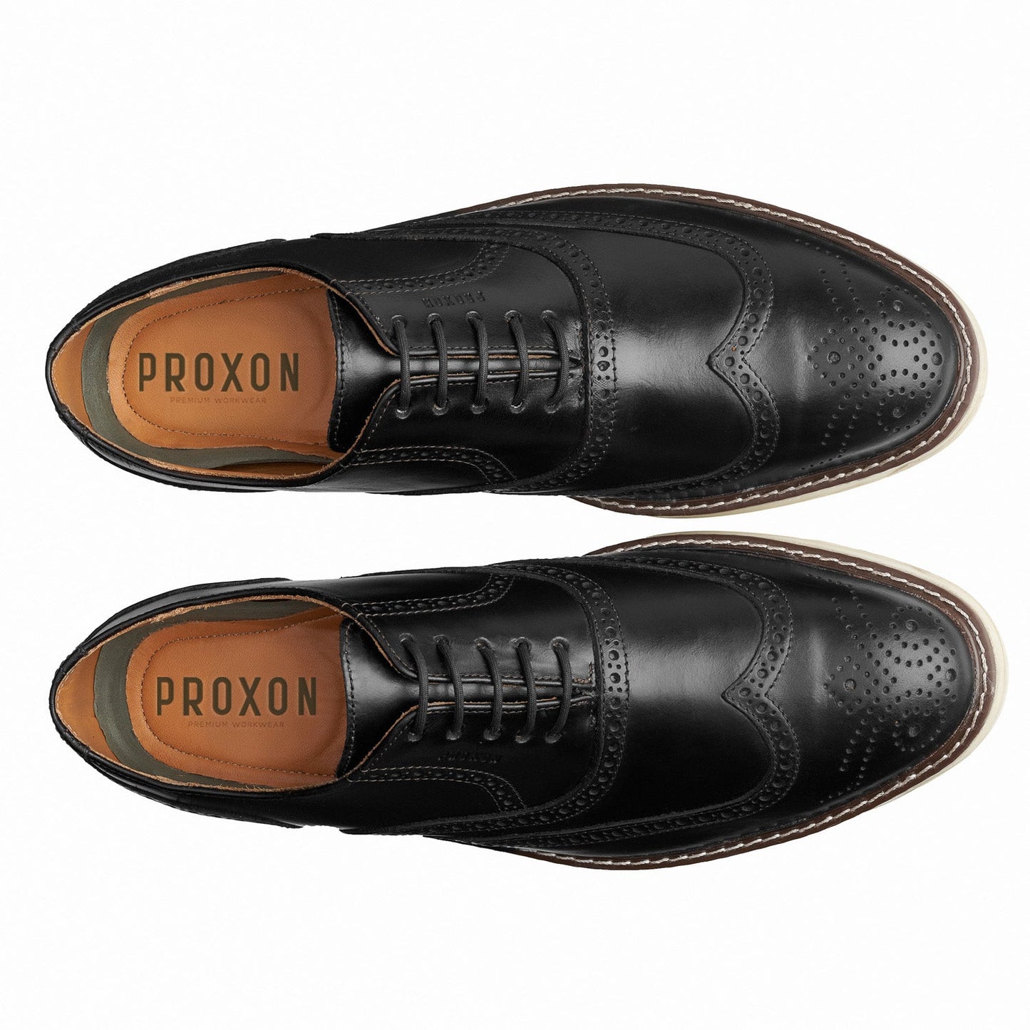 Proxon - Black Steel Toe Safety Sporty Wingtip Oxford Shoes Shoes for Men