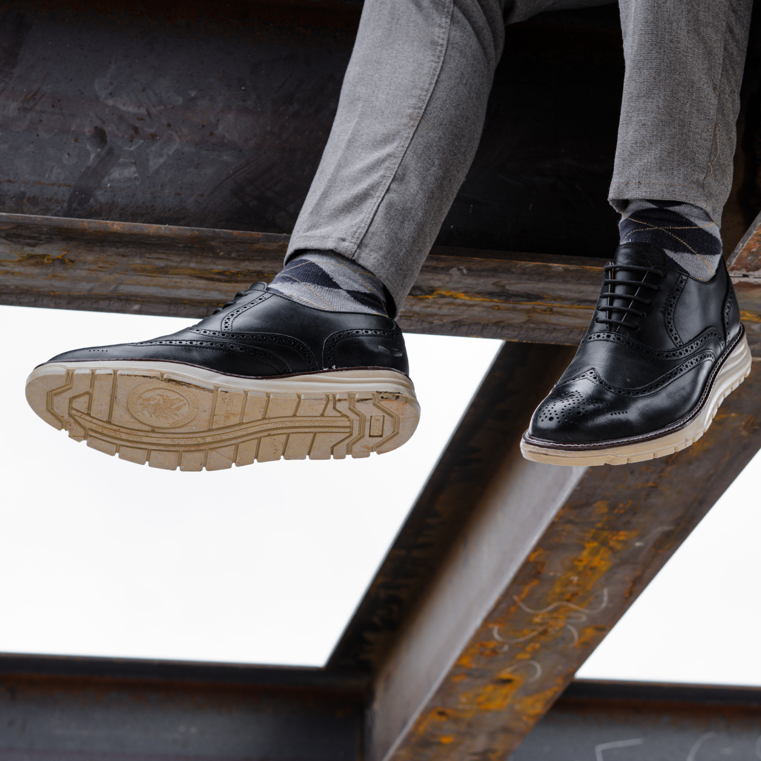 Proxon - Black Steel Toe Safety Sporty Wingtip Oxford Shoes Shoes for Men
