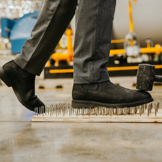 Proxon - Black Suede Slim Steel Toe Safety Chelsea Boots for Men (Certified)