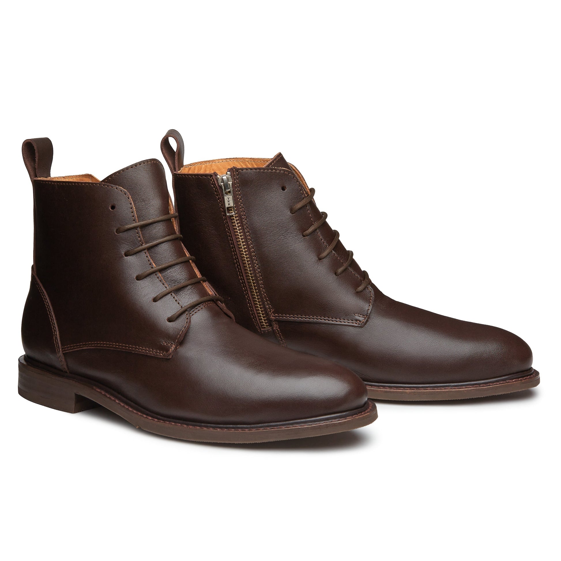 Proxon - Brown Calfskin Steel Toe Dress Lace-Up Boots for Men
