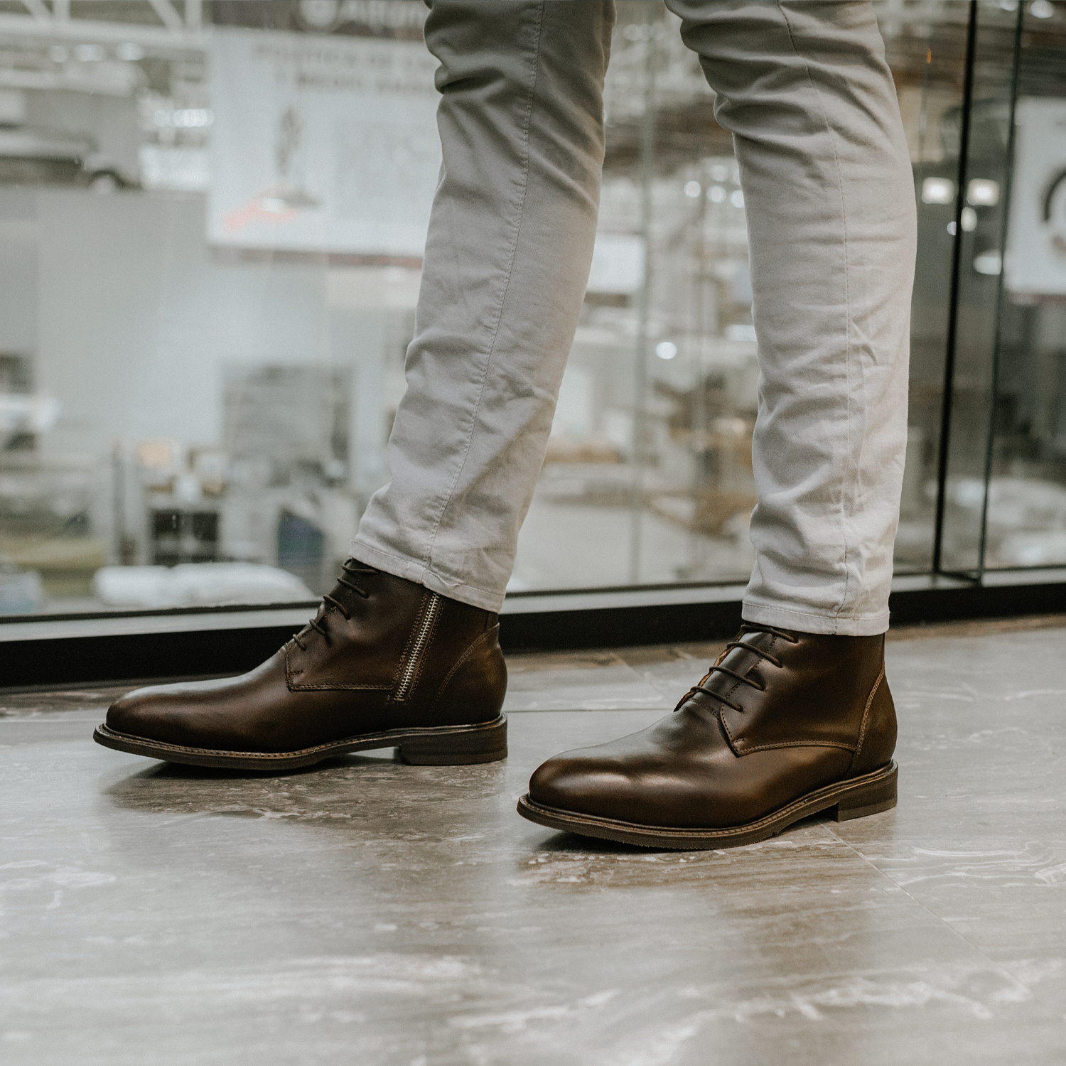 Proxon - Brown Calfskin Steel Toe Dress Lace-Up Boots for Men