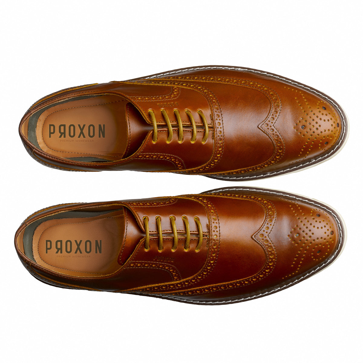 Proxon -Brown Steel Toe Safety Sporty Wingtip Oxford Shoes for Men