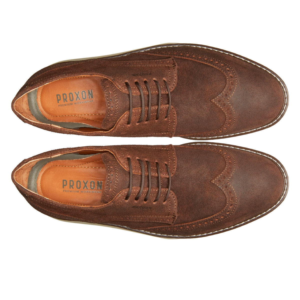 Proxon - Brown Suede Lightweight Steel Toe Derby Shoes for Men (ASTM F2413)