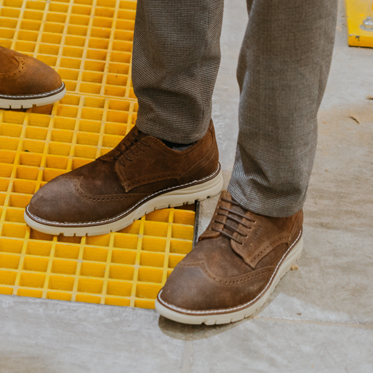 Proxon - Brown Suede Lightweight Steel Toe Derby Shoes for Men (ASTM F2413)
