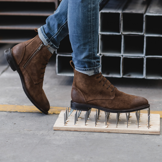 Proxon - Brown Suede Steel Toe Safety Boots for Men (ASTM F2413)