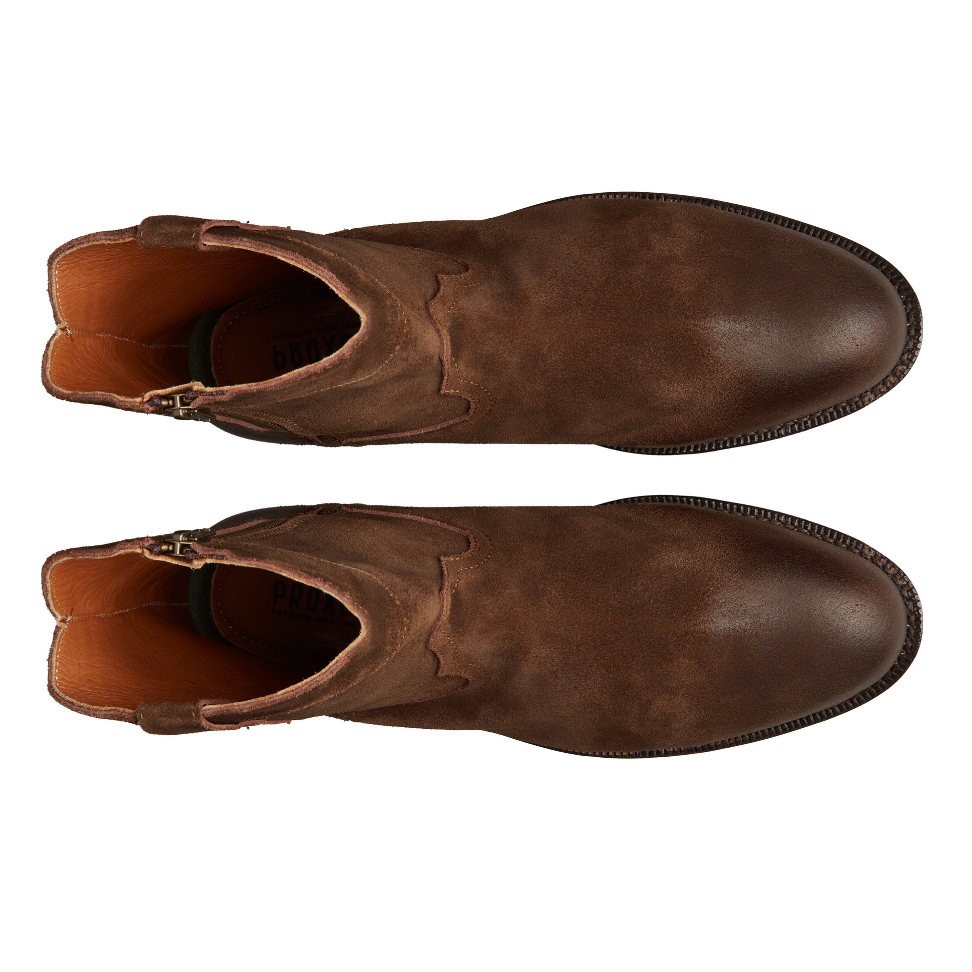 Proxon - Brown Suede Western Roper Steel Toe Work Boots for Men