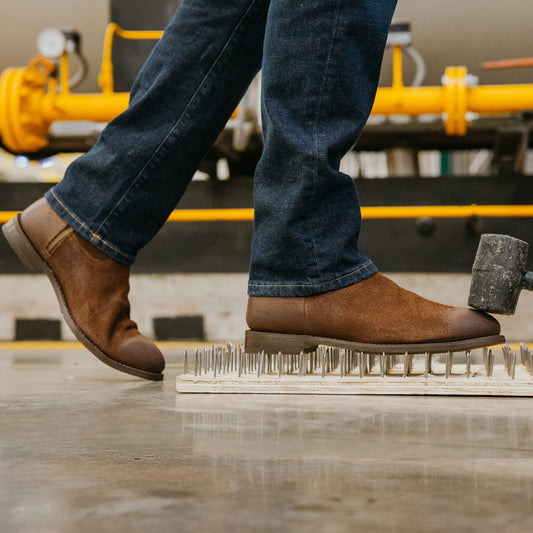 Proxon - Brown Suede Western Roper Steel Toe Work Boots for Men