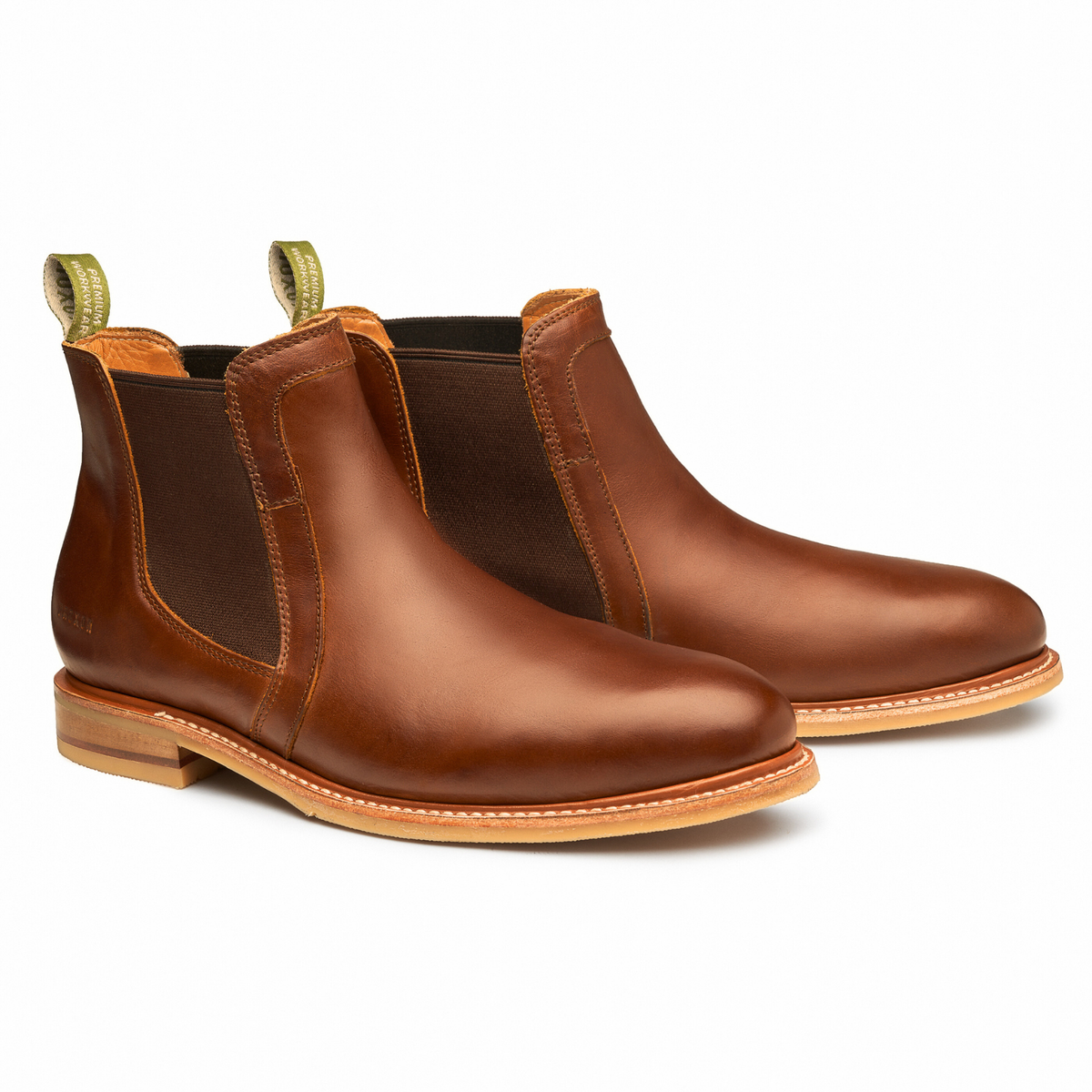 Proxon - Brown leather Steel Toe Safety Chelsea Boots for Men (ASTM certified)