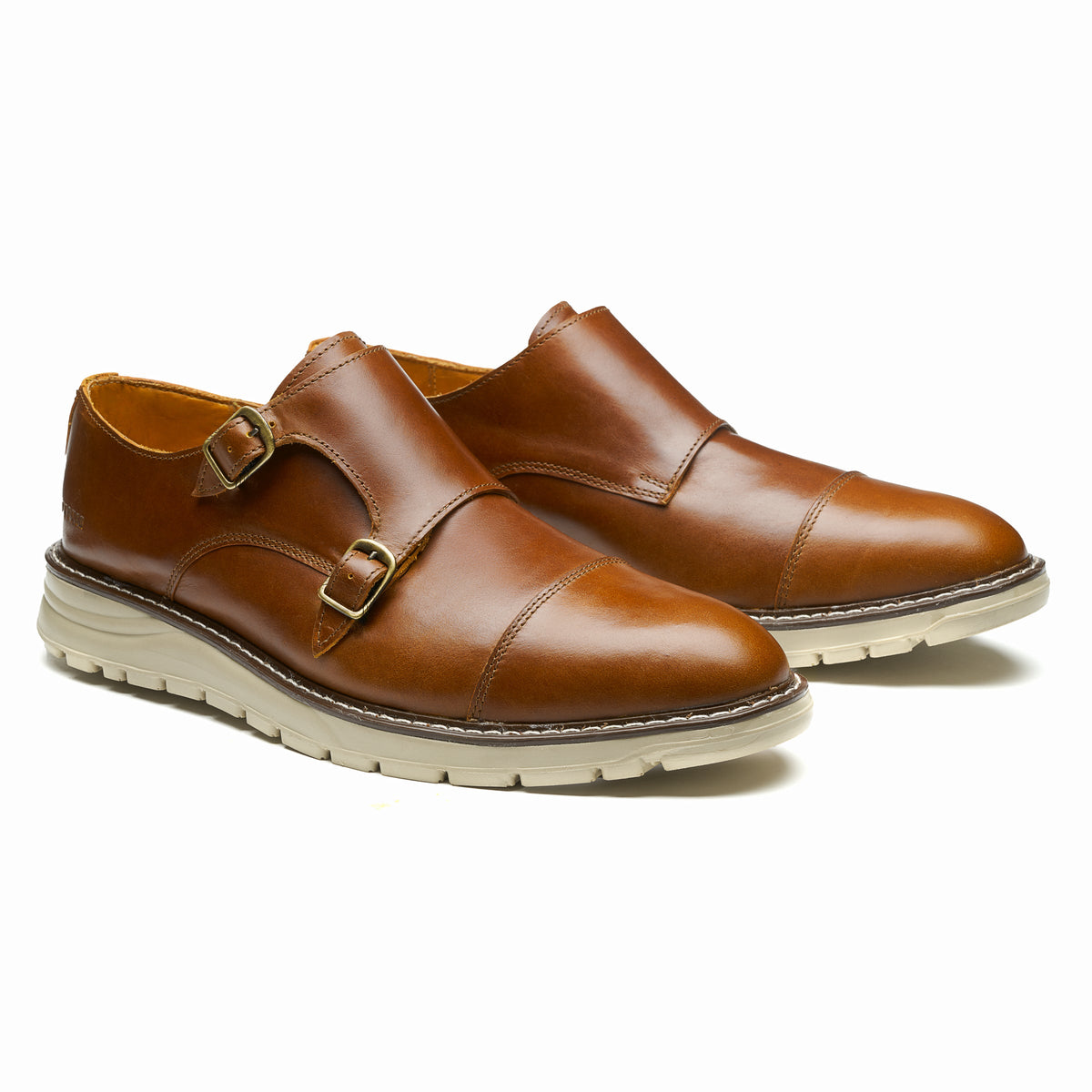 Proxon - Lightweight Brown Steel Toe Monk Strap Shoes for Men