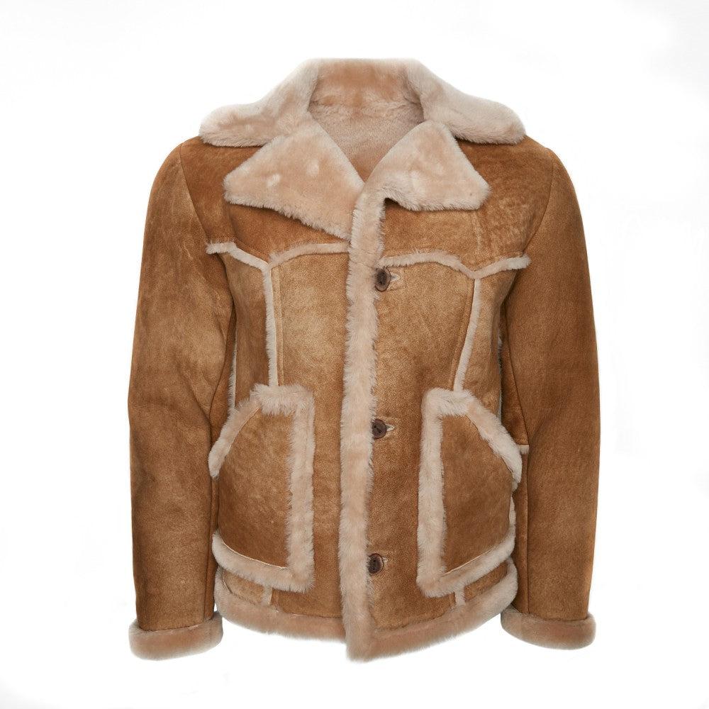 RC1 - Cuadra abstract western cowboy shearling sheepskin jacket for men-Kuet.us
