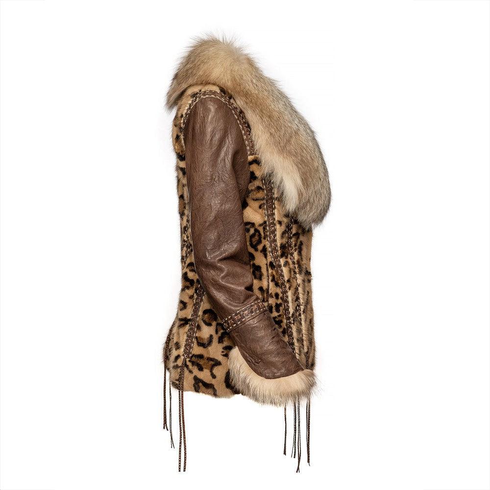 RC2007MKZ - Cuadra leopard casual fashion mink and fox fur coat for woman-Kuet.us