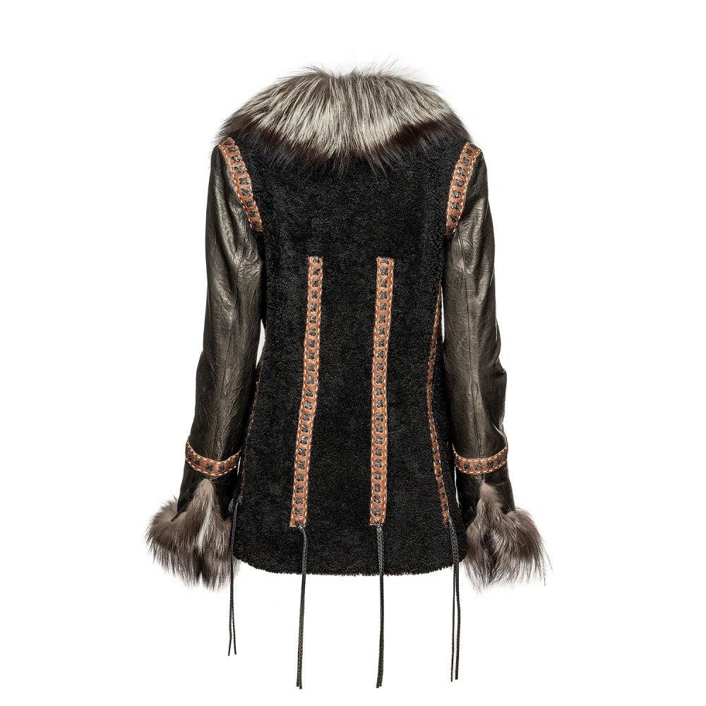 RC2007RCZ - Cuadra black casual fashion sheepskin jacket for woman-Kuet.us