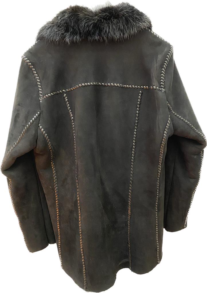 RCPB15TB - Cuadra black western sheepskin jacket with fur and beaver fur for men-Kuet.us