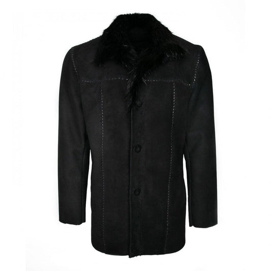 RCPB15TB - Cuadra black western sheepskin jacket with fur and beaver fur for men-Kuet.us