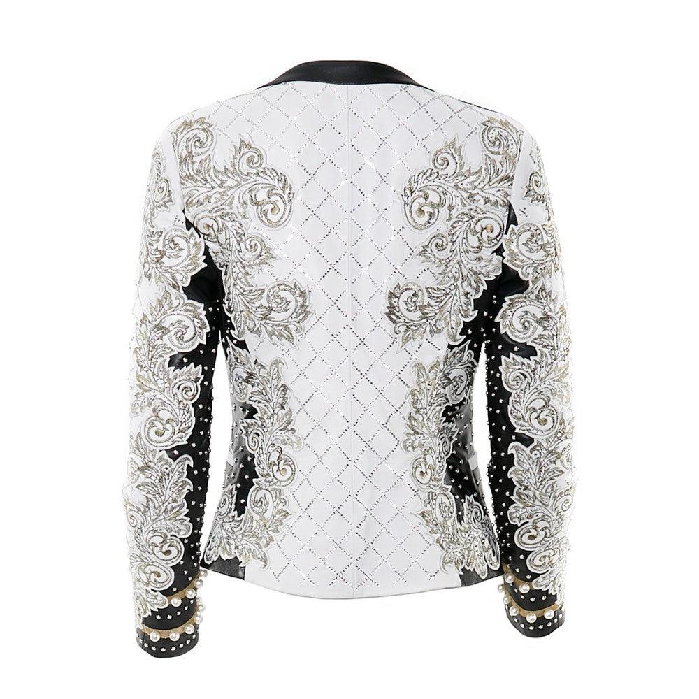 RINGQCC - Cuadra white western fashion lambskin leather jacket for women-Kuet.us