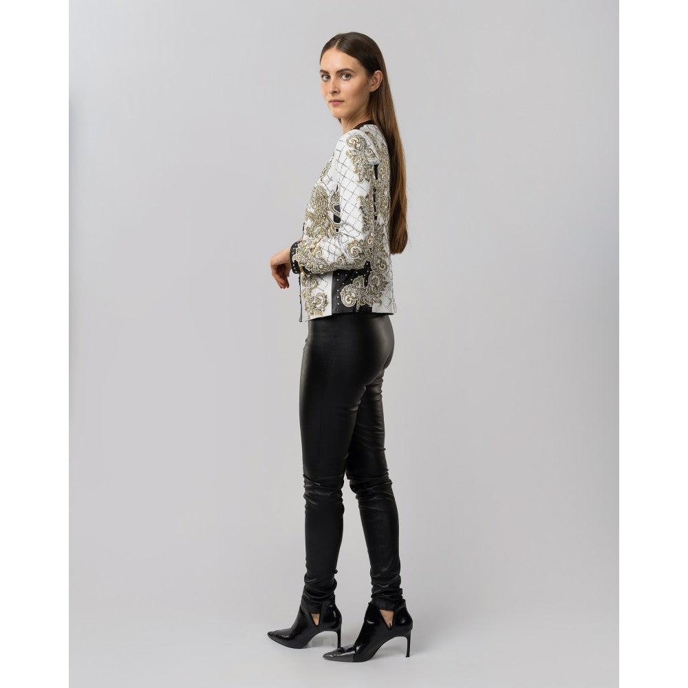 RINGQCC - Cuadra white western fashion lambskin leather jacket for women-Kuet.us