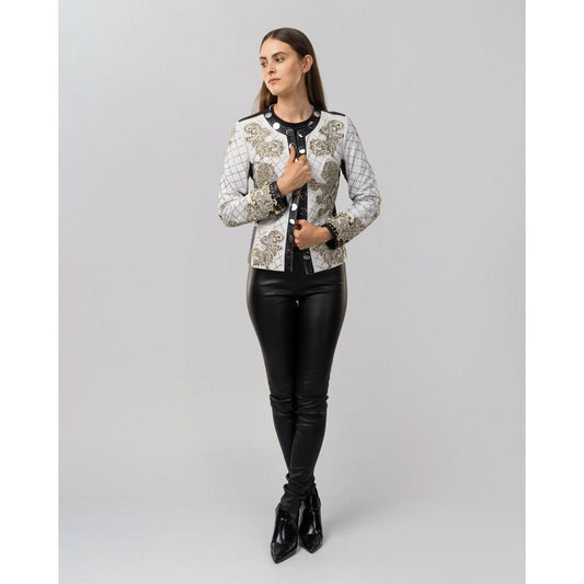 RINGQCC - Cuadra white western fashion lambskin leather jacket for women-Kuet.us