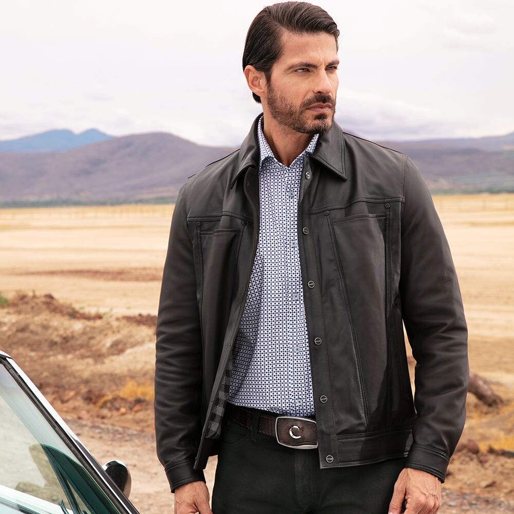 H387BOB - Cuadra Chocolate Casual Fashion Lambskin Jacket for Men