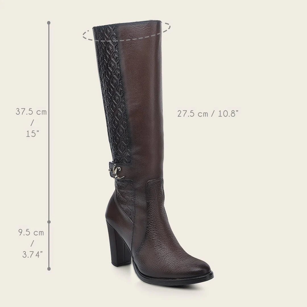 T40VNRS - Cuadra Brown Western Cowgirl Cowhide Leather Boots for Women