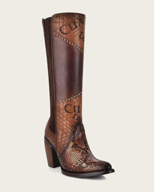 3F66PH - Cuadra Chestnut Python Boots for Women