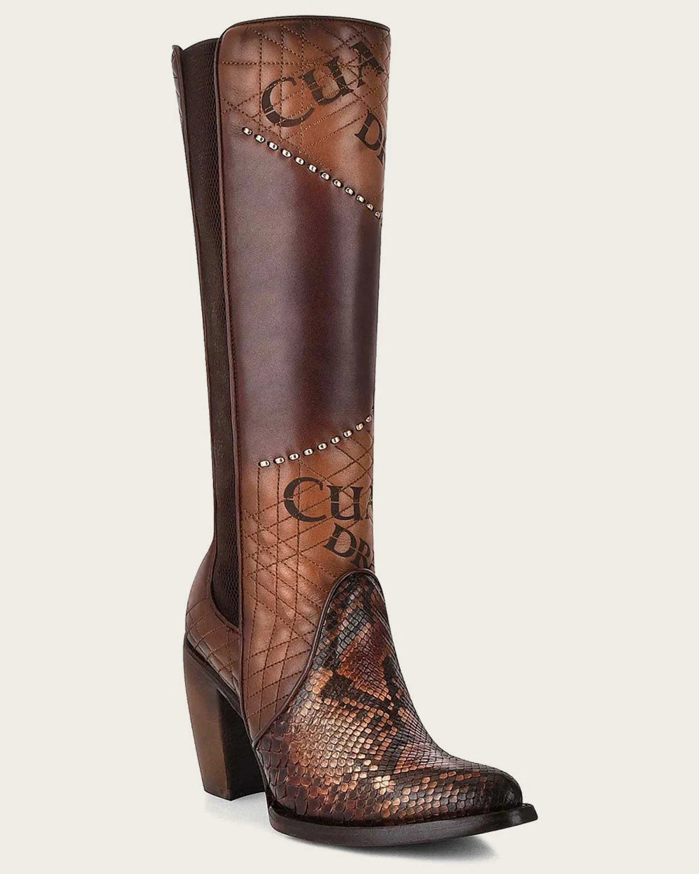 3F66PH - Cuadra chestnut python boots for women