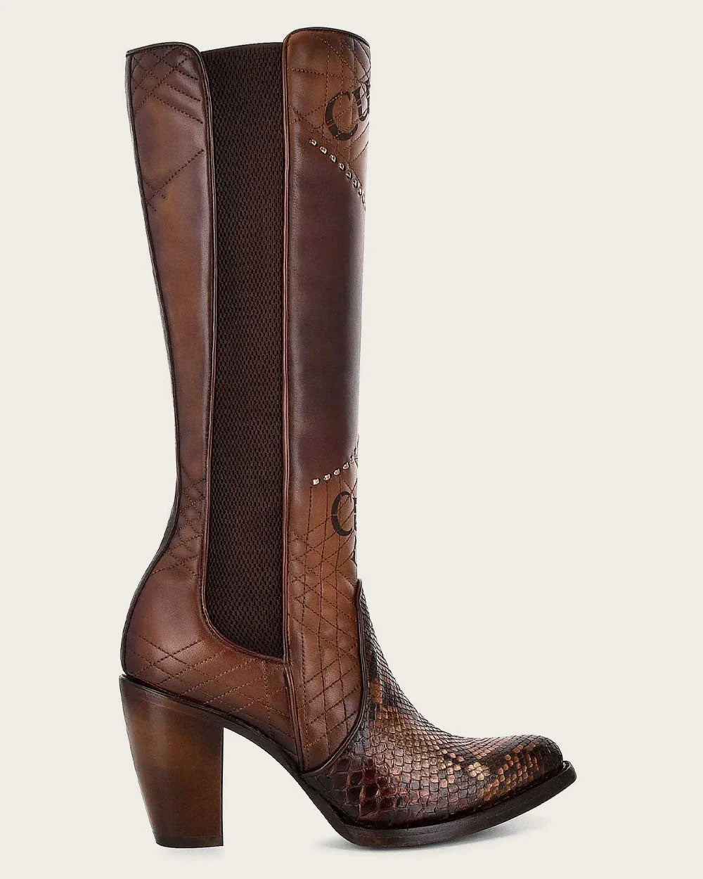 3F66PH - Cuadra chestnut python boots for women