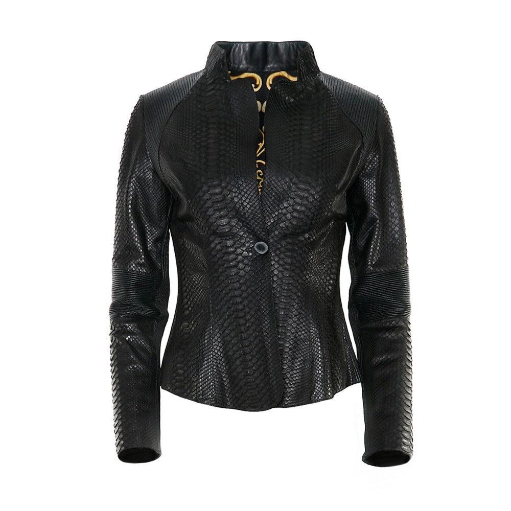 Cuadra black casual fashion full python skin jacket for woman – Kuet.us