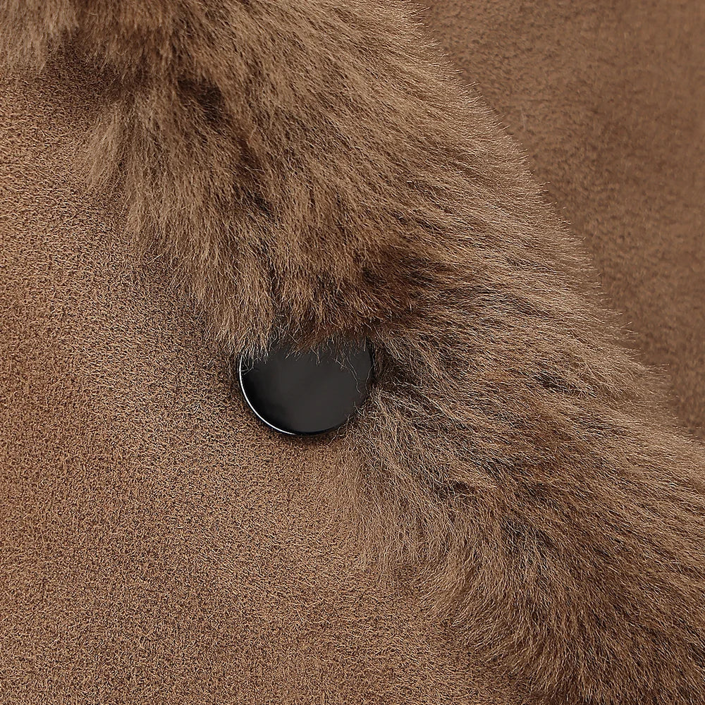 VRC501W - Cuadra cognac casual fashion notch-collar shearling vest for women