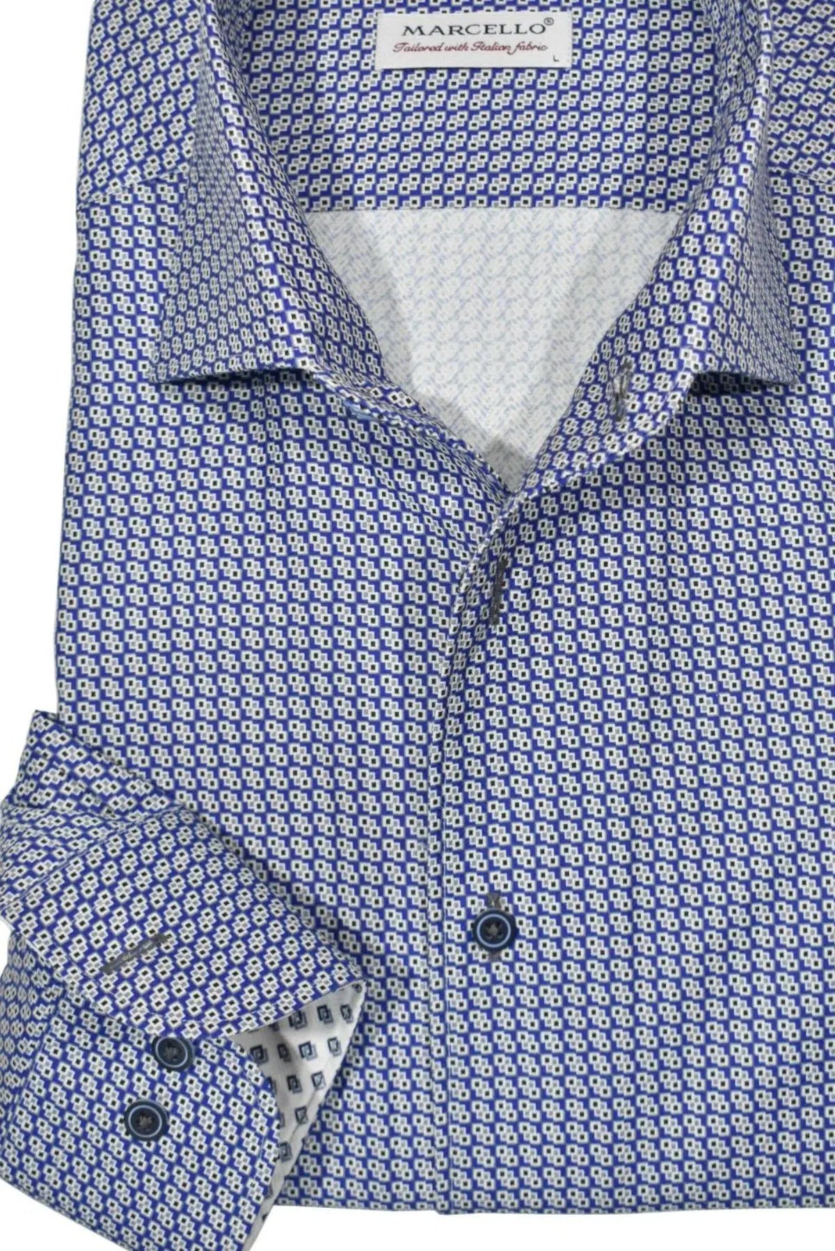 CMW710R - Cuadra blue casual fashion cotton shirt for men-Kuet.us