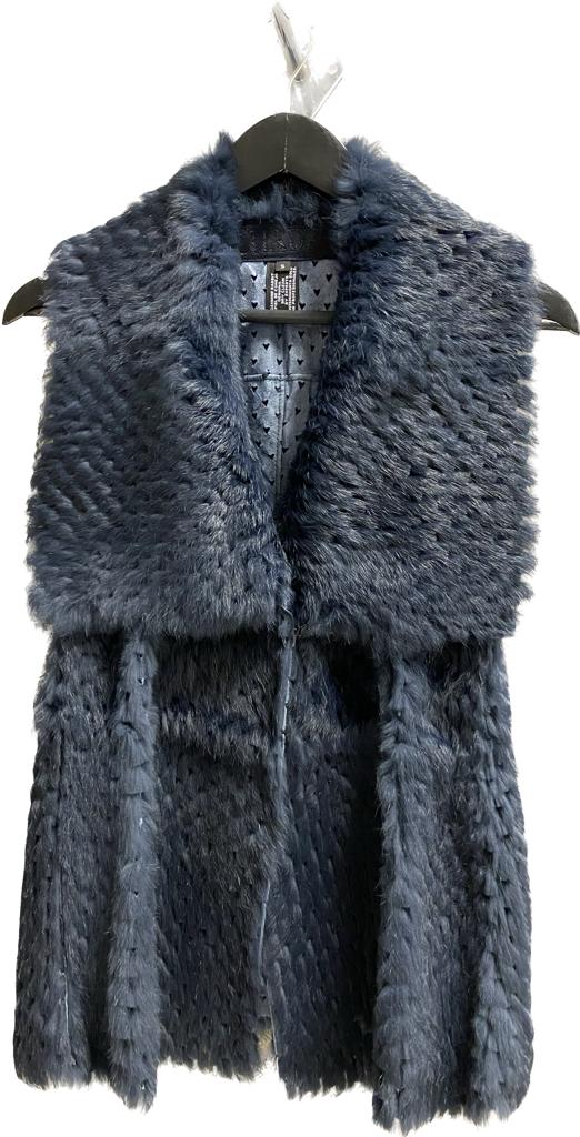WINTERP - Cuadra blue casual fashion perforated rabbit fur vest for women-Kuet.us